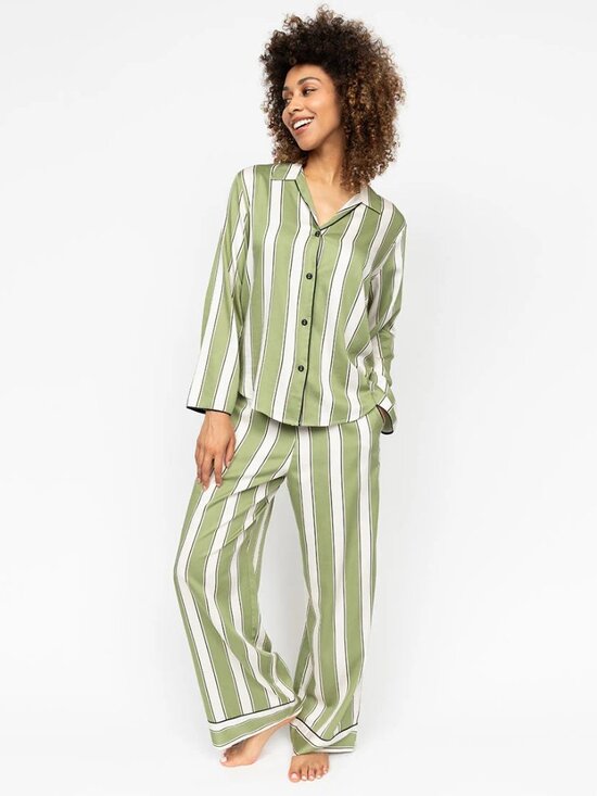 Cyberjammies Other - Cyberjammies Nancy Stripe Pajama Set Sage Green Cotton Modal Size 44